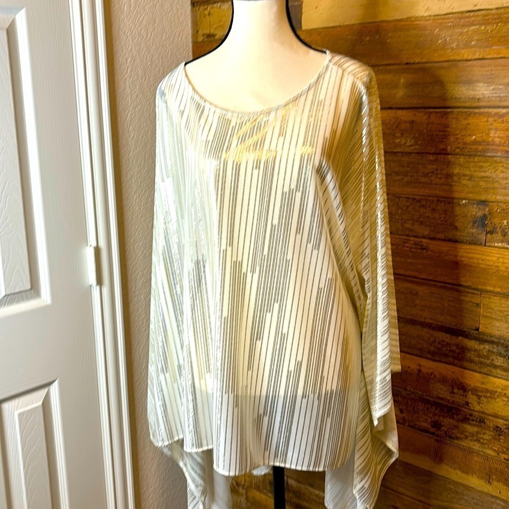 Sheer white and silver blouse